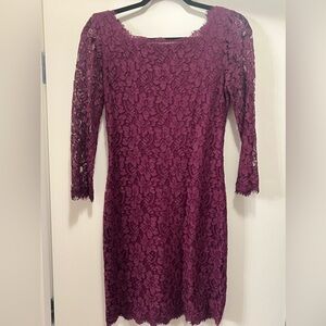 Burgundy Lace Diane Von Furstenberg Cocktail Dress